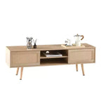 Solid Wood & MDF 55.12 Rattan TV Stand, Natural