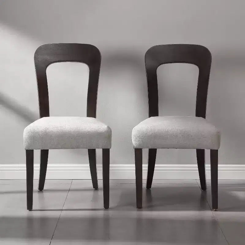 Set of 2 Wooden Dining Chairs, Modern Armless Side Chairs with Hollow Backrest, Padded Seat and 330 LBS Capacity for Living Room Kitchen
