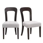 Juego de 2 sillas de comedor de madera, sillas auxiliares modernas sin brazos con respaldo hueco, asiento acolchado y capacidad de 150 kg para sala de estar y cocina