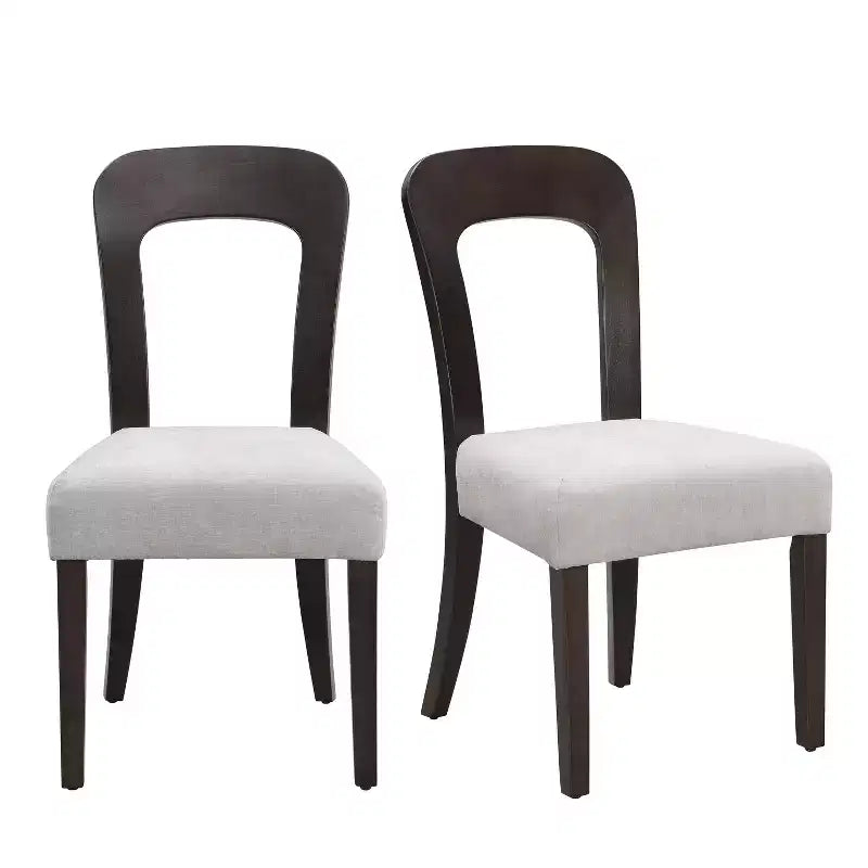 Juego de 2 sillas de comedor de madera, sillas auxiliares modernas sin brazos con respaldo hueco, asiento acolchado y capacidad de 150 kg para sala de estar y cocina
