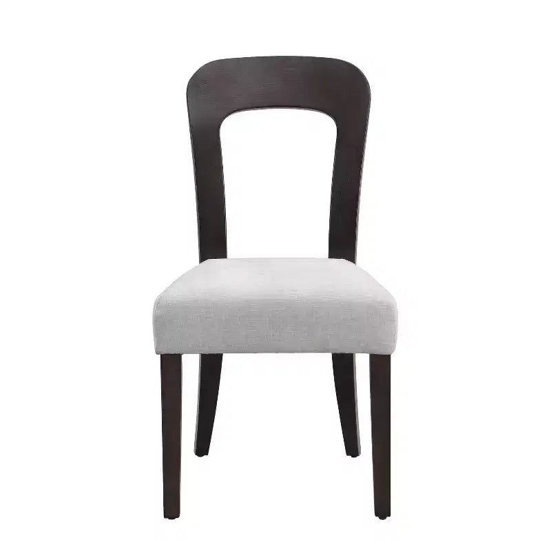 Juego de 2 sillas de comedor de madera, sillas auxiliares modernas sin brazos con respaldo hueco, asiento acolchado y capacidad de 150 kg para sala de estar y cocina