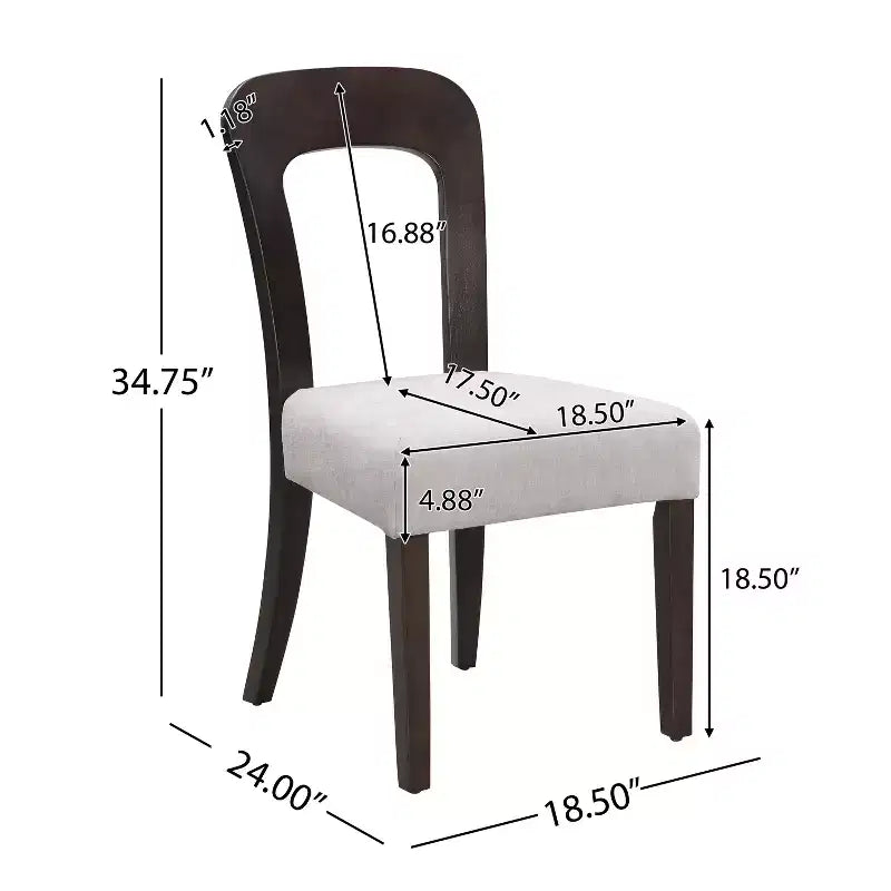 Juego de 2 sillas de comedor de madera, sillas auxiliares modernas sin brazos con respaldo hueco, asiento acolchado y capacidad de 150 kg para sala de estar y cocina