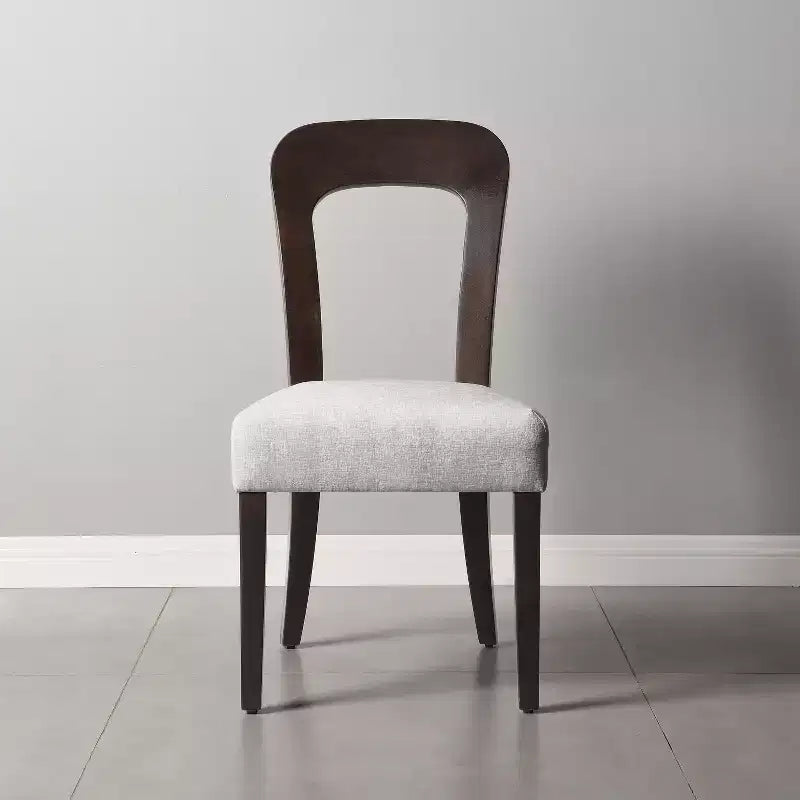 Juego de 2 sillas de comedor de madera, sillas auxiliares modernas sin brazos con respaldo hueco, asiento acolchado y capacidad de 150 kg para sala de estar y cocina