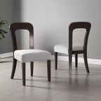 Juego de 2 sillas de comedor de madera, sillas auxiliares modernas sin brazos con respaldo hueco, asiento acolchado y capacidad de 150 kg para sala de estar y cocina