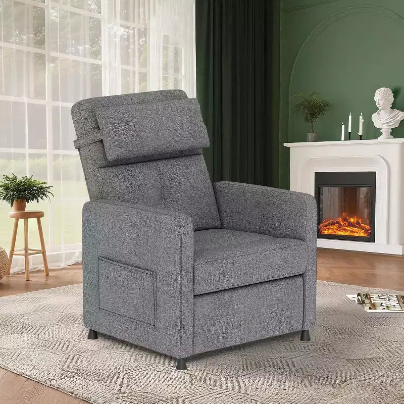 Sillón reclinable eléctrico para adultos, sofá individual ergonómico ajustable, balancín mullido con bolsillos laterales y puerto de carga USB