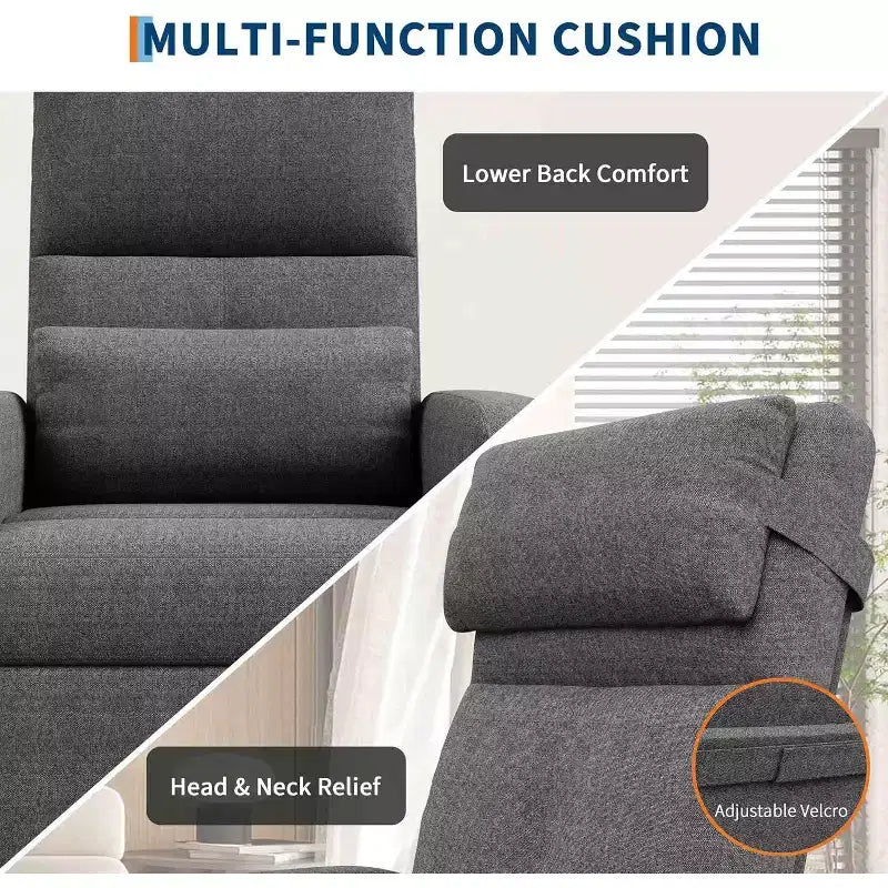 Sillón reclinable eléctrico para adultos, sofá individual ergonómico ajustable, balancín mullido con bolsillos laterales y puerto de carga USB