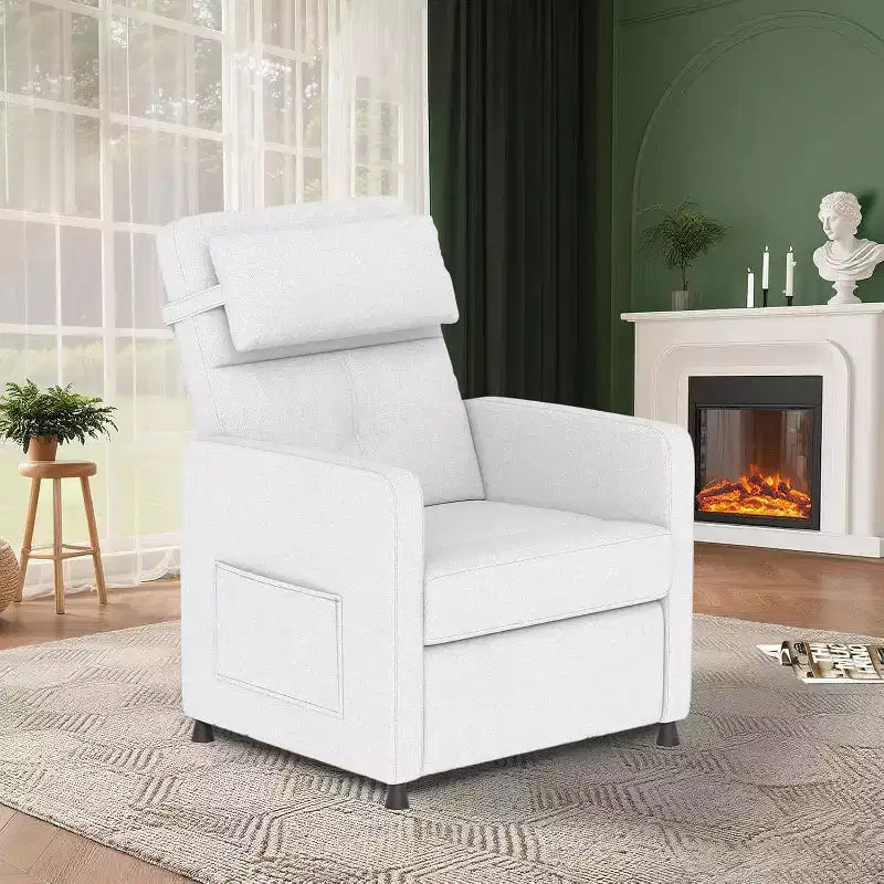 Sillón reclinable eléctrico para adultos, sofá individual ergonómico ajustable, balancín mullido con bolsillos laterales y puerto de carga USB