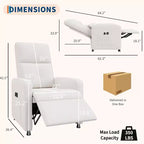 Sillón reclinable eléctrico para adultos, sofá individual ergonómico ajustable, balancín mullido con bolsillos laterales y puerto de carga USB