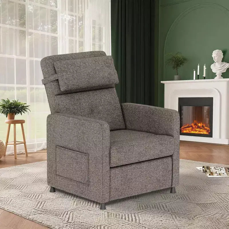 Sillón reclinable eléctrico para adultos, sofá individual ergonómico ajustable, balancín mullido con bolsillos laterales y puerto de carga USB