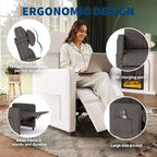 Sillón reclinable eléctrico para adultos, sofá individual ergonómico ajustable, balancín mullido con bolsillos laterales y puerto de carga USB