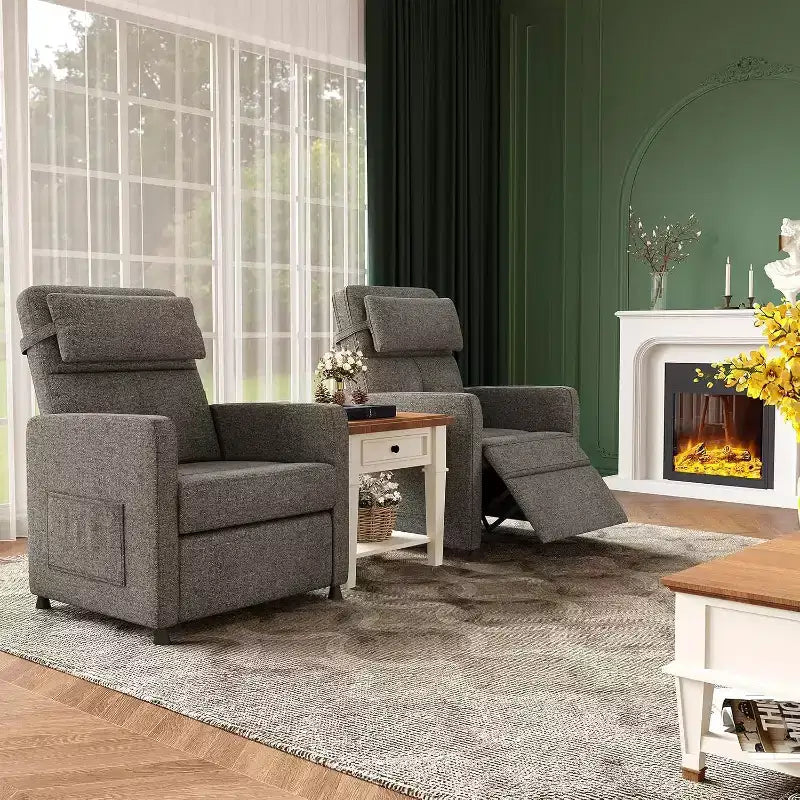 Sillón reclinable eléctrico para adultos, sofá individual ergonómico ajustable, balancín mullido con bolsillos laterales y puerto de carga USB