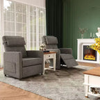 Sillón reclinable eléctrico para adultos, sofá individual ergonómico ajustable, balancín mullido con bolsillos laterales y puerto de carga USB