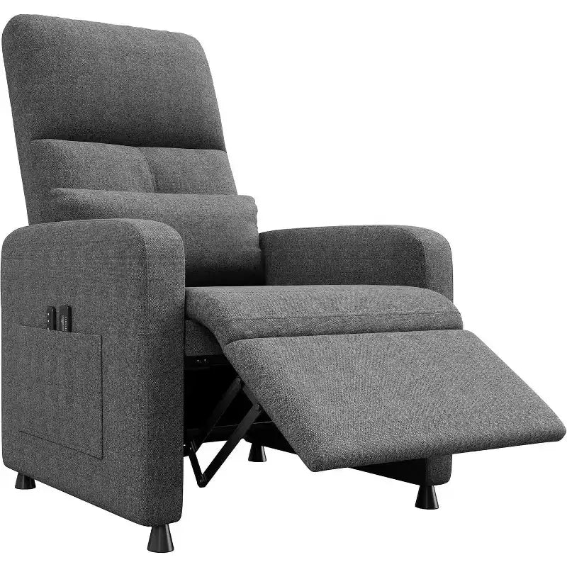 Sillón reclinable eléctrico para adultos, sofá individual ergonómico ajustable, balancín mullido con bolsillos laterales y puerto de carga USB