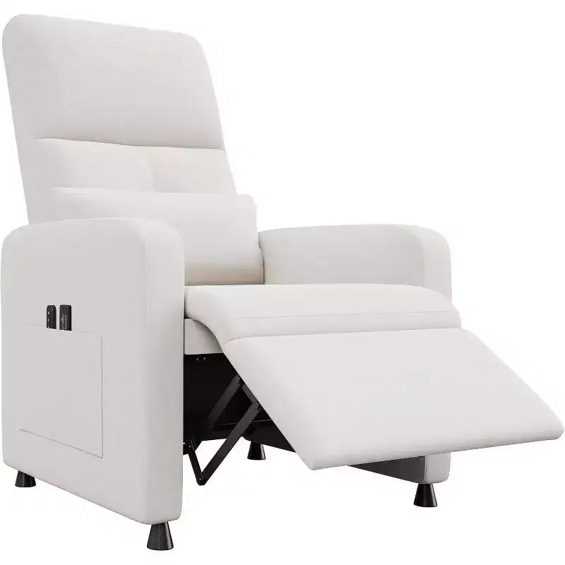 Sillón reclinable eléctrico para adultos, sofá individual ergonómico ajustable, balancín mullido con bolsillos laterales y puerto de carga USB