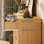 Cómoda acanalada con 8 cajones, cómoda moderna de madera de 55" de ancho con tiradores de metal, cómoda de dormitorio y mueble de TV para sala de estar