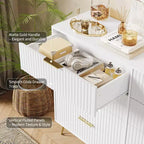 Cómoda acanalada con 8 cajones, cómoda moderna de madera de 55" de ancho con tiradores de metal, cómoda de dormitorio y mueble de TV para sala de estar