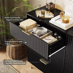 Cómoda acanalada con 8 cajones, cómoda moderna de madera de 55" de ancho con tiradores de metal, cómoda de dormitorio y mueble de TV para sala de estar