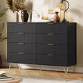 COZONY Fluted Dresser with 8 Drawers, 55 Wide Modern Wooden Chest with Metal Handles, Bedroom Dresser & TV Stand for Living Room