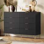 COZONY Fluted Dresser with 8 Drawers, 55 Wide Modern Wooden Chest with Metal Handles, Bedroom Dresser & TV Stand for Living Room