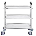 VIYET 18''H 3-Layer Stainless Steel Utility/Medical Cart, Lockable Universal Wheels, for Lab/Clinic/Kitchen/Salon