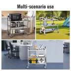 Carro utilitario/médico de acero inoxidable de 3 niveles de 18 pulgadas de alto, con ruedas universales bloqueables, para laboratorio/clínica/cocina/salón