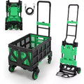 COZONY 2-in-1 Folding Hand Truck Dolly w/ Collapsible Basket, Retractable Handle, 330lb Capacity Portable Flatbed Cart for Shopping, Luggage Transport