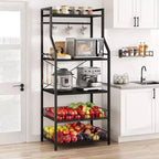 60CM Double-Frame Microwave Stand, 20 Square Pipe & PB Board, Black & Black, for Small Kitchen