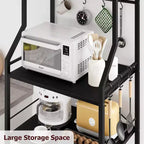 Soporte de microondas de doble marco de 60 cm, tubería cuadrada de 20 mm y tablero PB, negro y negro, para cocina pequeña