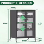 Mueble para almacenamiento multimedia de 35.8 pulgadas, soporte para TV estéreo AV con 4 estantes de vidrio ajustables y puertas de gabinete, marco de acero resistente para sala de estar, color negro