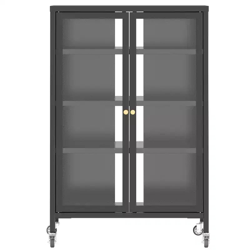 Mueble para almacenamiento multimedia de 35.8 pulgadas, soporte para TV estéreo AV con 4 estantes de vidrio ajustables y puertas de gabinete, marco de acero resistente para sala de estar, color negro
