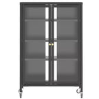 Mueble para almacenamiento multimedia de 35.8 pulgadas, soporte para TV estéreo AV con 4 estantes de vidrio ajustables y puertas de gabinete, marco de acero resistente para sala de estar, color negro