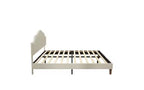 Cama moderna Queen Size con cabecero y piecero de lino, somier de plataforma de altura ajustable, no necesita somier de muelles