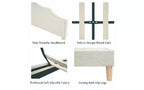 Cama moderna Queen Size con cabecero y piecero de lino, somier de plataforma de altura ajustable, no necesita somier de muelles