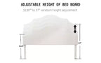 Cama moderna Queen Size con cabecero y piecero de lino, somier de plataforma de altura ajustable, no necesita somier de muelles