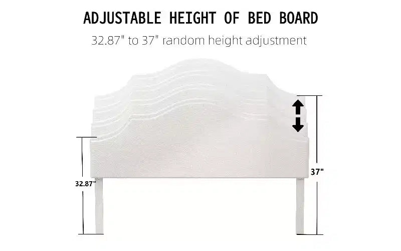 Cama moderna Queen Size con cabecero y piecero de lino, somier de plataforma de altura ajustable, no necesita somier de muelles