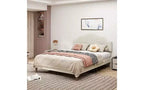 TUYOHW Modern Queen Size Bed with Linen Headboard & Footboard, Adjustable Height Platform Bed Frame, No Box Spring Needed