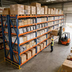 Estanterías de Garaje Reforzadas, Estantería Metálica Ajustable de 4 Niveles con Capacidad de 4400 LBS, Almacenamiento Industrial Azul y Naranja para Tienda Comercial/Herramientas/Gimnasio