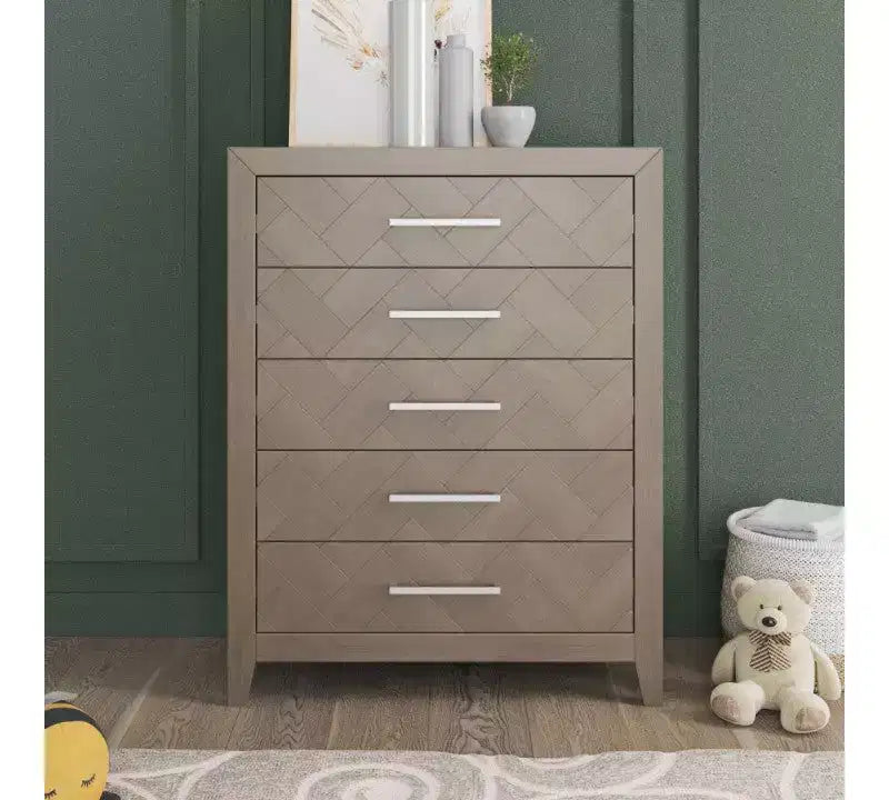 Kieran Cuna, Cómoda Doble y Chiffonier, Set de 3 Piezas para Habitación Infantil, Incluye Cuna Convertible 4 en 1, Cómoda y Chiffonier