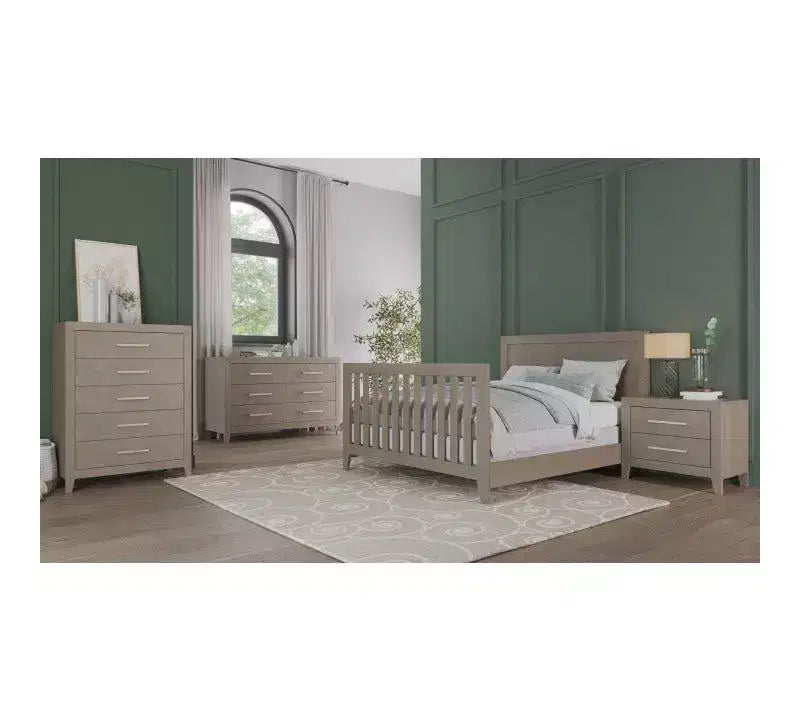 Kieran Cuna, Cómoda Doble y Chiffonier, Set de 3 Piezas para Habitación Infantil, Incluye Cuna Convertible 4 en 1, Cómoda y Chiffonier