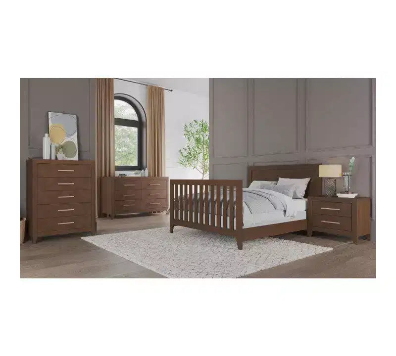 Kieran Cuna, Cómoda Doble y Chiffonier, Set de 3 Piezas para Habitación Infantil, Incluye Cuna Convertible 4 en 1, Cómoda y Chiffonier