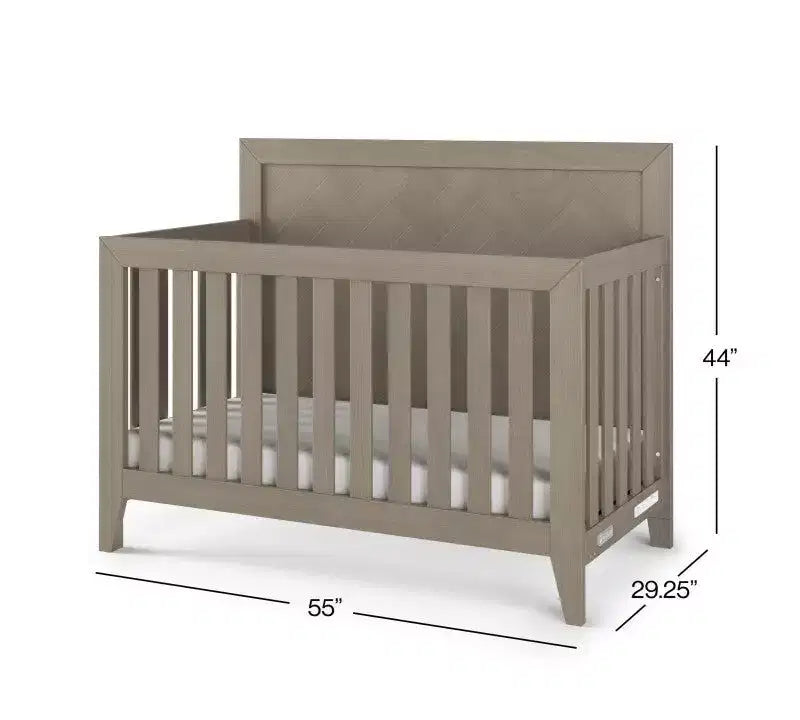 Kieran Cuna, Cómoda Doble y Chiffonier, Set de 3 Piezas para Habitación Infantil, Incluye Cuna Convertible 4 en 1, Cómoda y Chiffonier
