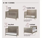 Kieran Cuna, Cómoda Doble y Chiffonier, Set de 3 Piezas para Habitación Infantil, Incluye Cuna Convertible 4 en 1, Cómoda y Chiffonier