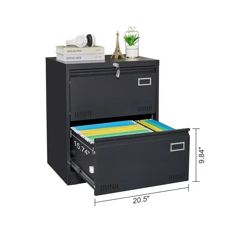 Armario archivador metálico lateral de 2 cajones con cerradura de 28,5 pulgadas de alto, apto para documentos de tamaño legal/carta/A4, almacenamiento moderno para oficina/hogar