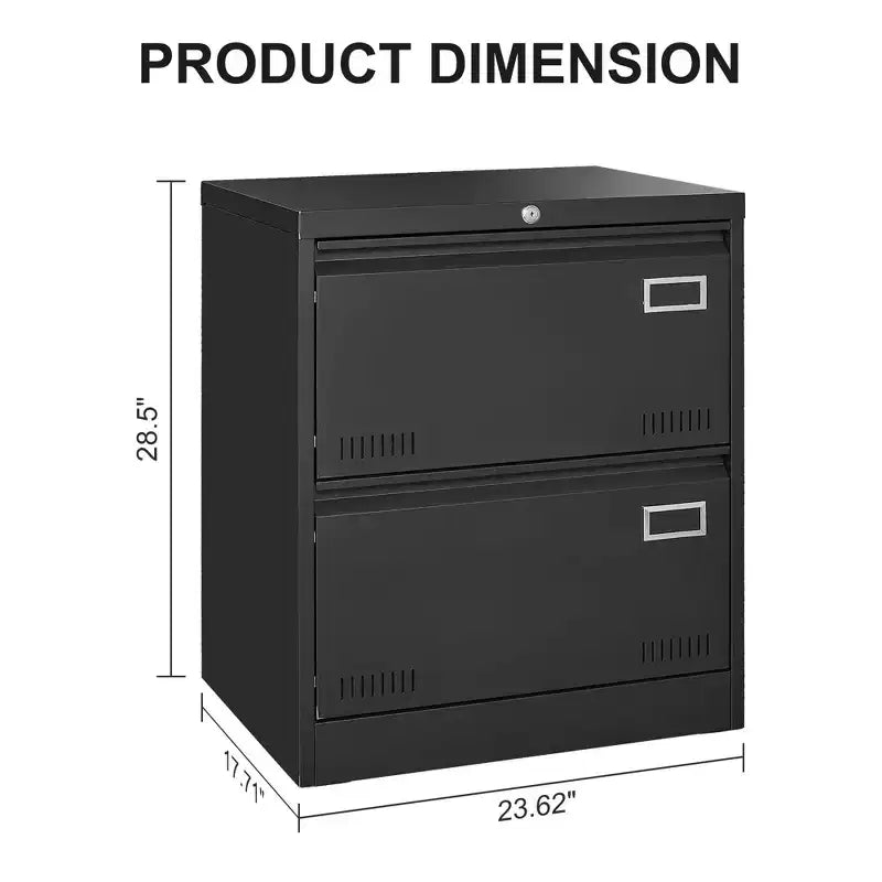 Armario archivador metálico lateral de 2 cajones con cerradura de 28,5 pulgadas de alto, apto para documentos de tamaño legal/carta/A4, almacenamiento moderno para oficina/hogar