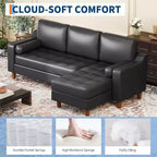 Sofá seccional en forma de L de 88.9" con chaise convertible, sofá moderno de piel sintética de 3 plazas de mediados de siglo, asientos profundos para sala de estar, apartamento, naranja