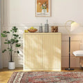 Fluted Sideboard Buffet Cabinet, 34.6in Wide Wooden Cupboard Storage Cabinet with Adjustable Shelves for Kitchen Dining Living Room