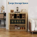 Aparador tipo bufé acanalado, gabinete de almacenamiento de madera de 34.6 pulgadas de ancho con estantes ajustables para cocina, comedor y sala de estar