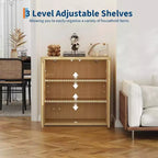 Aparador tipo bufé acanalado, gabinete de almacenamiento de madera de 34.6 pulgadas de ancho con estantes ajustables para cocina, comedor y sala de estar
