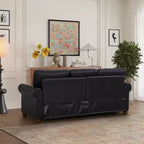 Sofá Resistente con Decoración de Tachuelas Plateadas, 2 Almacenamientos Extraíbles, Tapizado de PU con Tachuelas Plateadas para Sala de Estar u Oficina, Negro