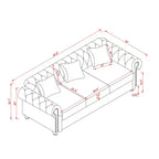 85.8 Sofá Chesterfield para Sala de Estar Diseño Clásico Capitón Sofá Tapizado en Piel Sintética de PU con Almacenamiento Color Borgoña